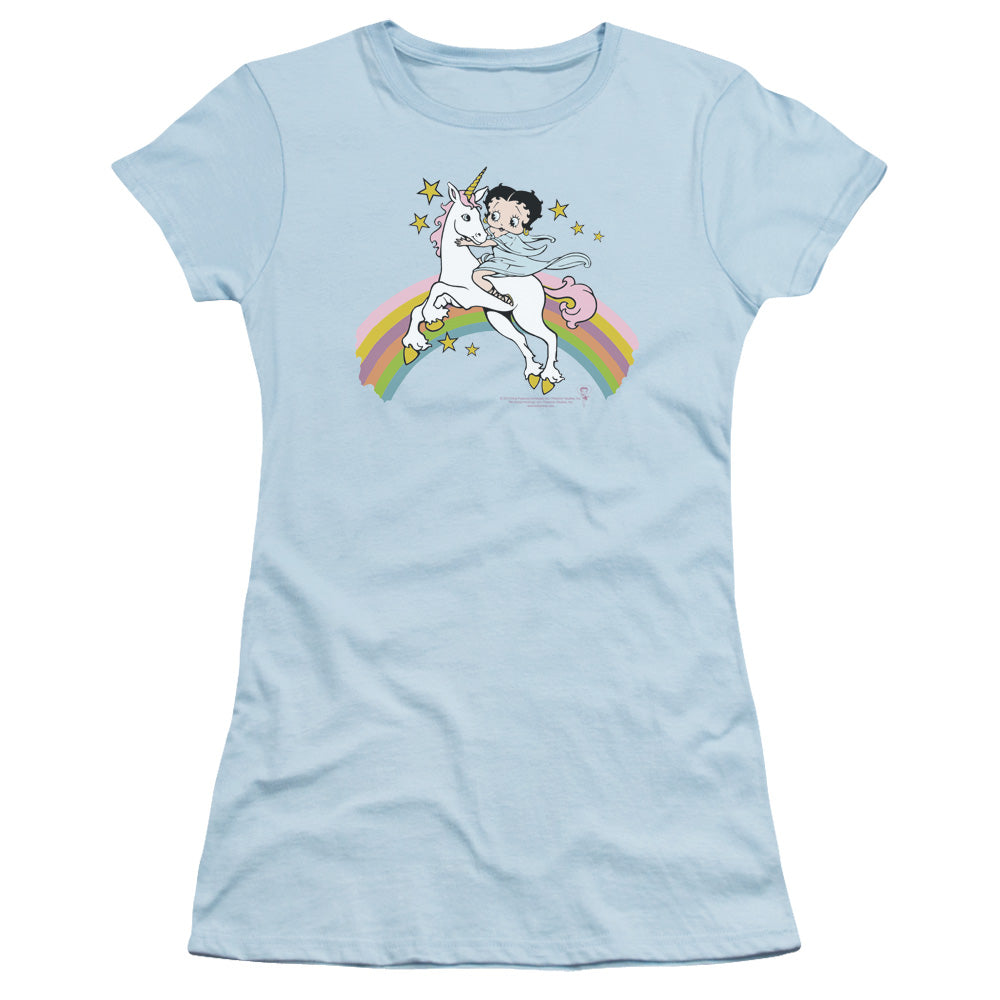 BETTY BOOP UNICORN AND RAINBOWS - S/S JUNIOR SHEER - LIGHT BLUE T-Shirt