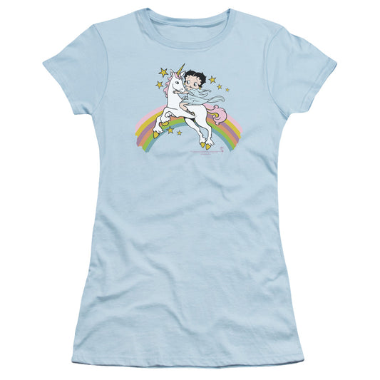 BETTY BOOP UNICORN AND RAINBOWS - S/S JUNIOR SHEER - LIGHT BLUE T-Shirt