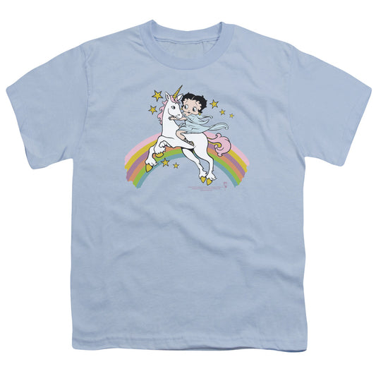 Betty Boop - Unicorn & Rainbows - Short Sleeve Youth 18/1 - Light Blue T-shirt