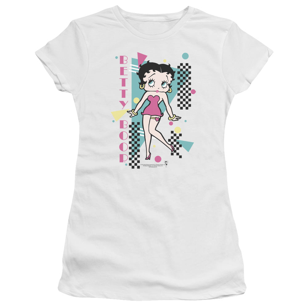 Betty Boop - Booping 80s Style - Short Sleeve Junior Sheer - White T-shirt