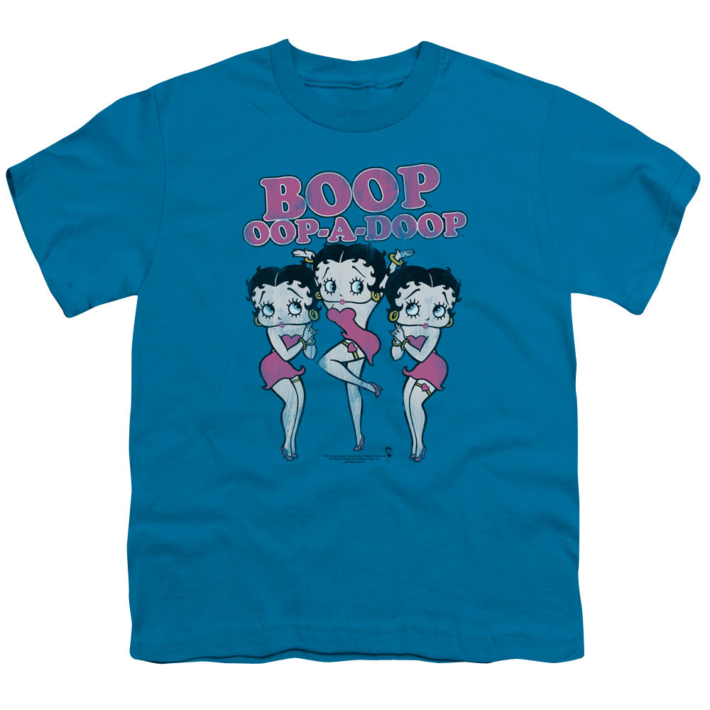 Betty Boop - The Boops Have It - Short Sleeve Youth 18/1 - Turquoise T-shirt