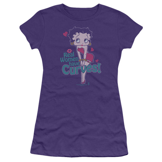 Betty Boop - Curves - Short Sleeve Junior Sheer - Purple T-shirt