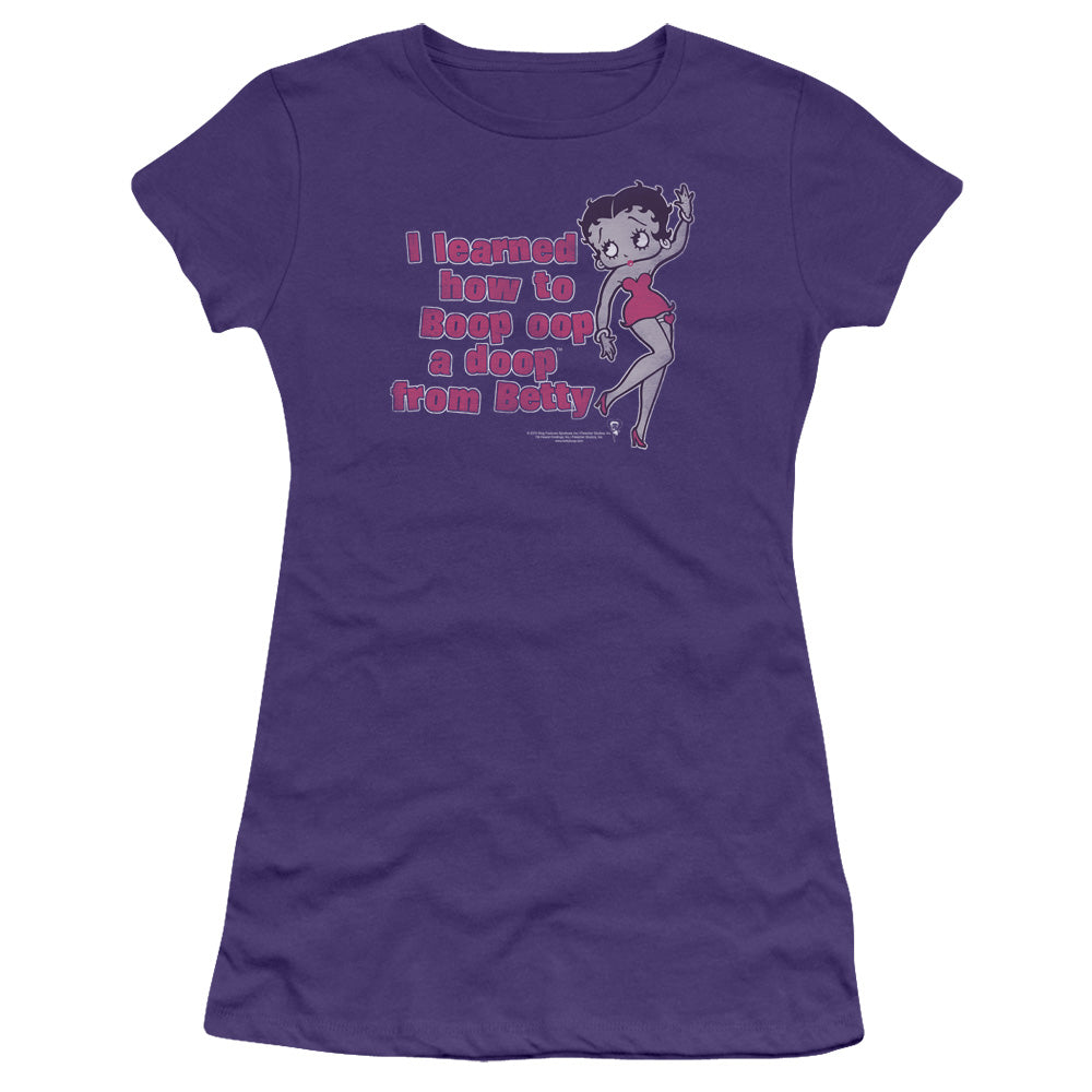Betty Boop - Learned From Betty - Short Sleeve Junior Sheer - Purple T-shirt