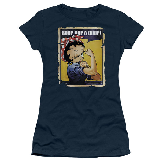 Betty Boop - Power - Short Sleeve Junior Sheer - Navy T-shirt