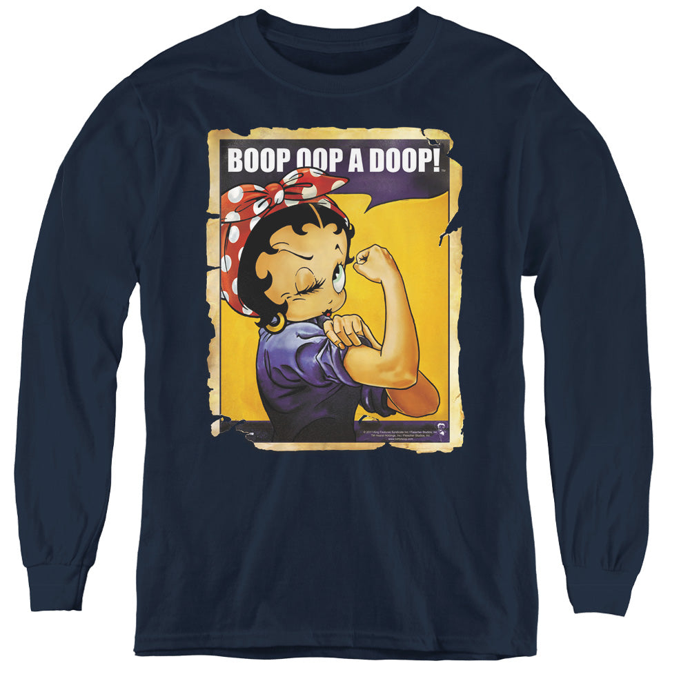 Betty Boop - Power - Youth Long Sleeve Tee - Navy