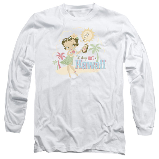 Betty Boop - Hot In Hawaii - Long Sleeve Adult 18/1 - White T-shirt
