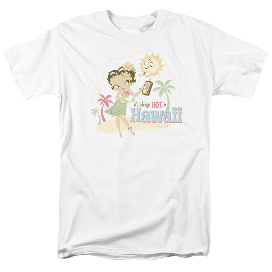 Betty Boop - Hot In Hawaii - Short Sleeve Adult 18/1 - White T-shirt