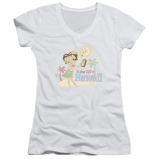 Betty Boop - Hot In Hawaii - Junior V-neck - White