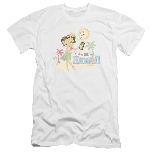 Betty Boop - Hot In Hawaii-premuim Canvas Adult Slim Fit 30/1 - White
