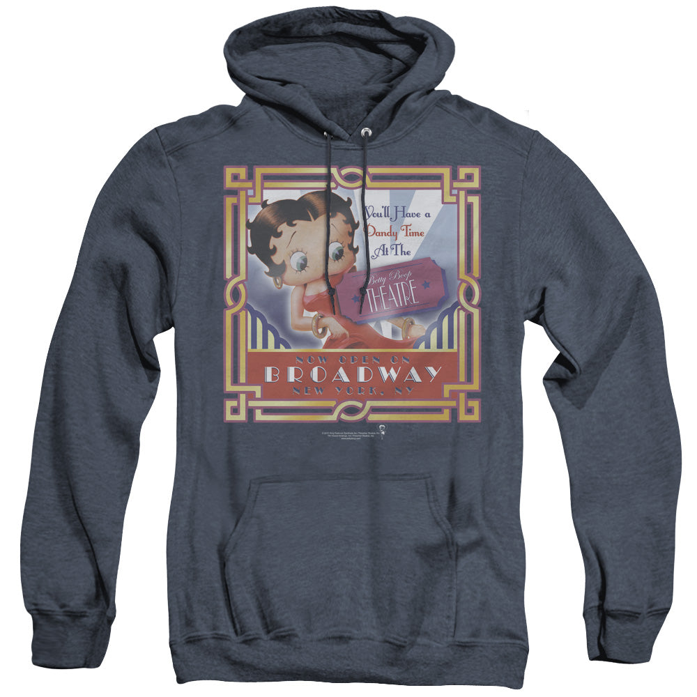 Betty Boop - On Broadway - Adult Heather Hoodie - Navy
