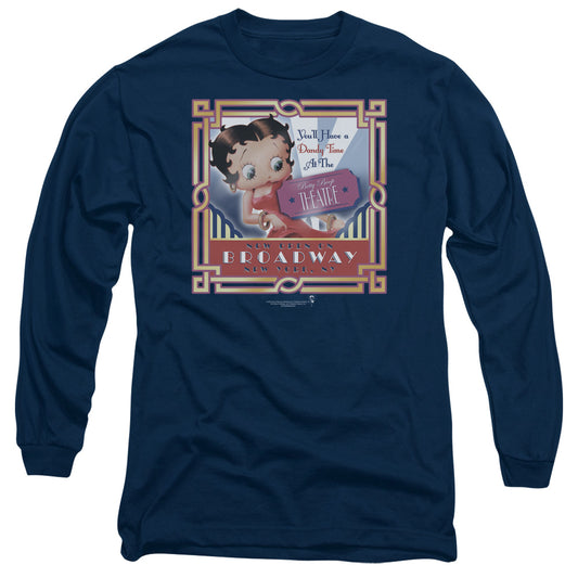 Betty Boop - On Broadway - Long Sleeve Adult 18/1 - Navy T-shirt
