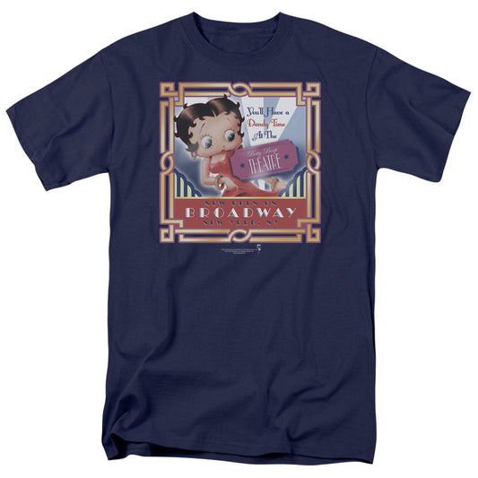 Betty Boop - On Broadway - Short Sleeve Adult 18/1 - Navy T-shirt