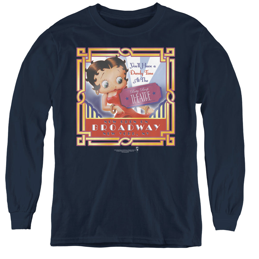 Betty Boop - On Broadway - Youth Long Sleeve Tee - Navy