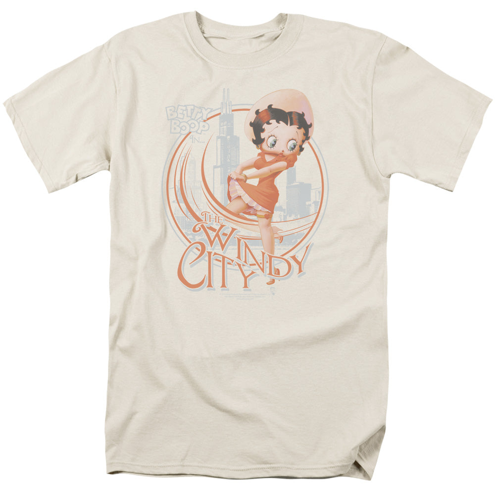 Betty Boop - The Windy City - Short Sleeve Adult 18/1 - Cream T-shirt