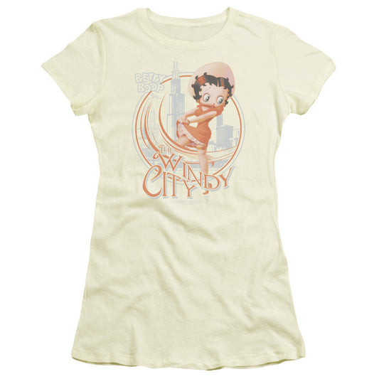Betty Boop - The Windy City - Short Sleeve Junior Sheer - Cream T-shirt