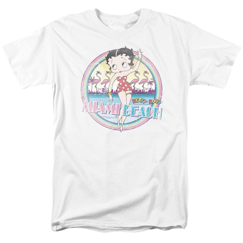 Betty Boop - Miami Beach - Short Sleeve Adult 18/1 - White T-shirt
