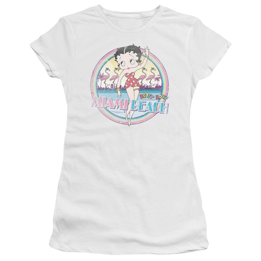Betty Boop - Miami Beach - Short Sleeve Junior Sheer - White T-shirt