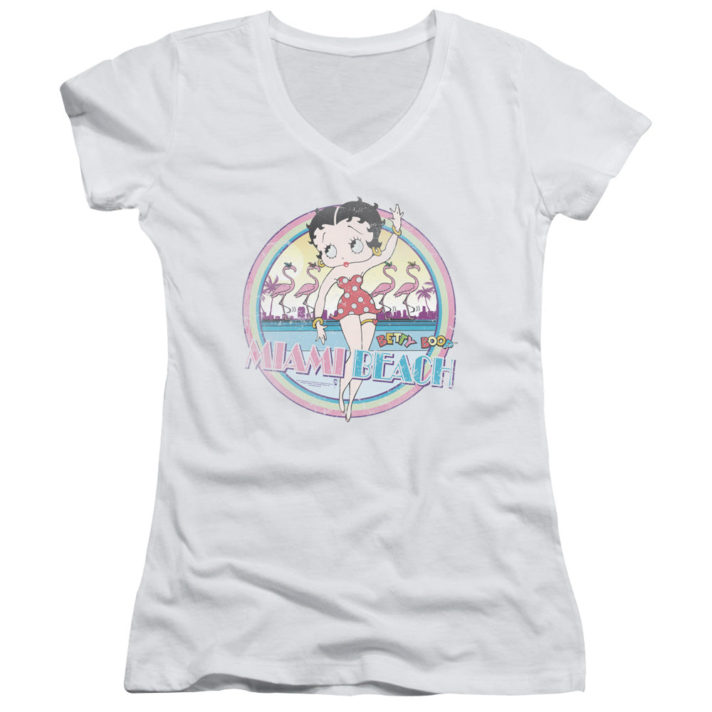 Betty Boop Miami Beach - Junior V-neck - White