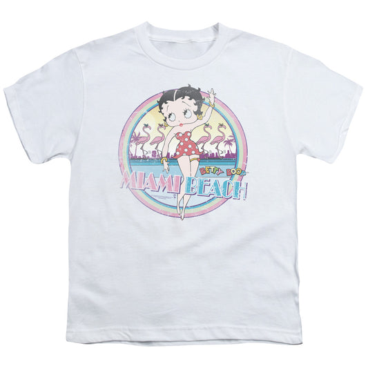 Betty Boop - Miami Beach - Short Sleeve Youth 18/1 - White T-shirt