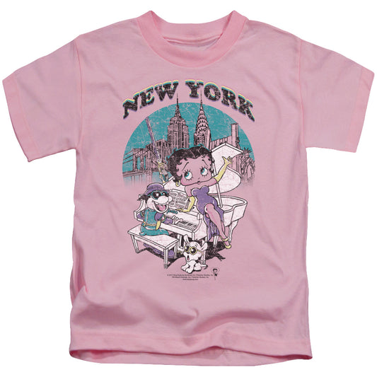 Betty Boop - Singing In Ny - Short Sleeve Juvenile 18/1 - Pink T-shirt