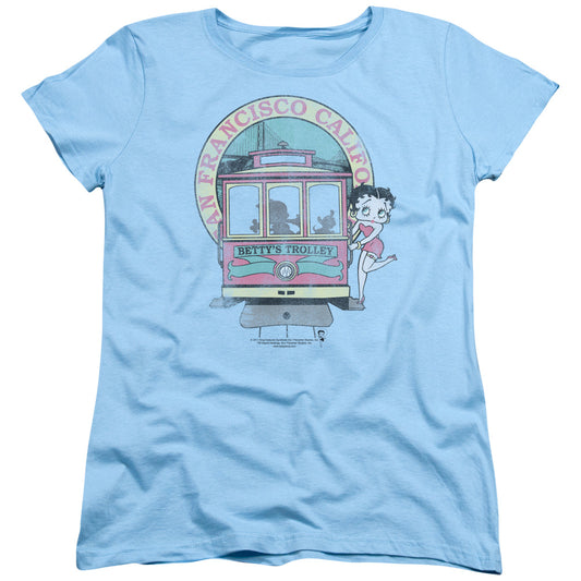 Betty Boop - Bettys Trolley - Short Sleeve Womens Tee - Light Blue T-shirt