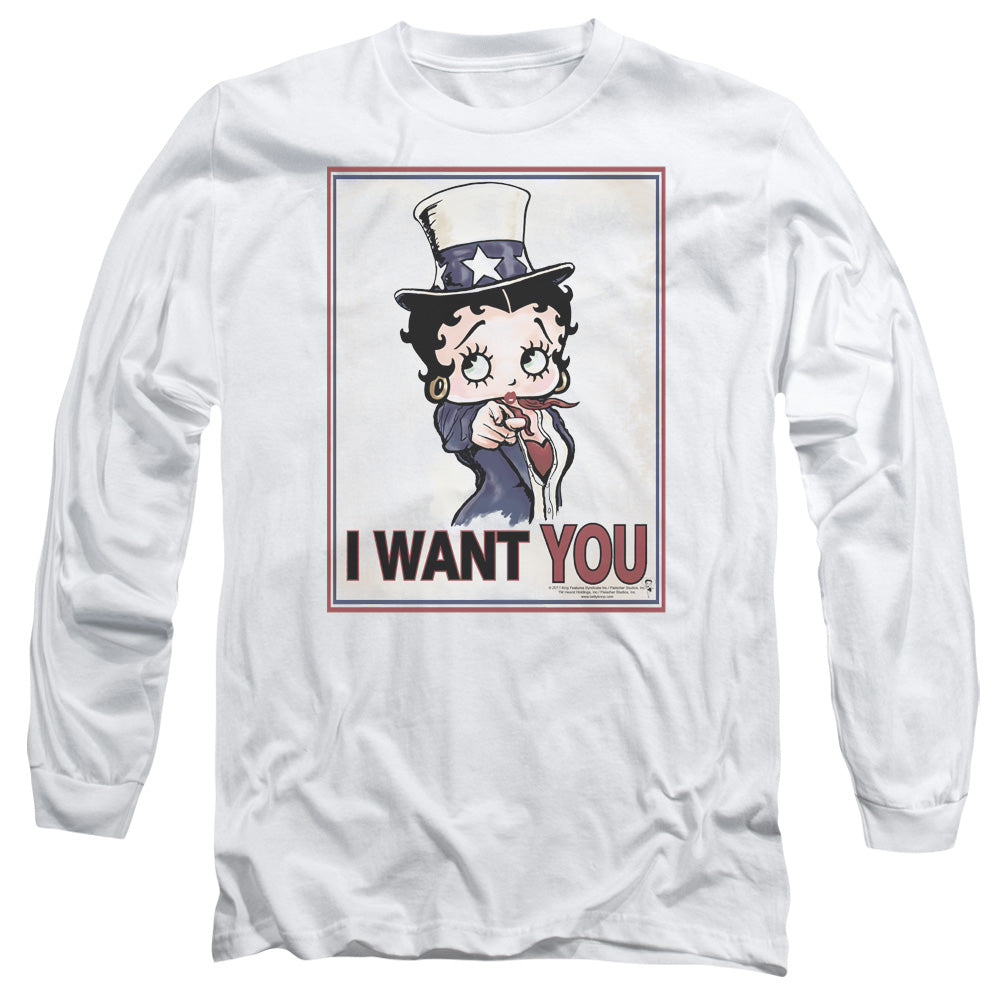Betty Boop - Auntie Boop - Long Sleeve Adult 18/1 - White T-shirt