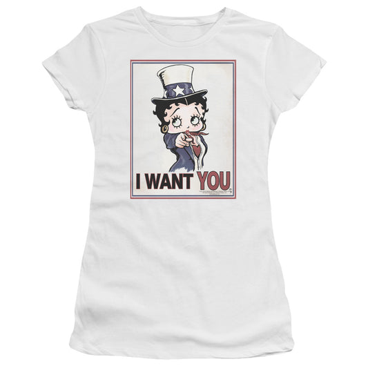 Betty Boop - Auntie Boop - Short Sleeve Junior Sheer - White T-shirt