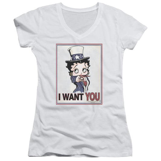 Betty Boop - Auntie Boop - Junior V-neck - White