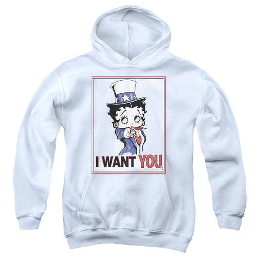 Betty Boop - Auntie Boop - Youth Pull-over Hoodie - White
