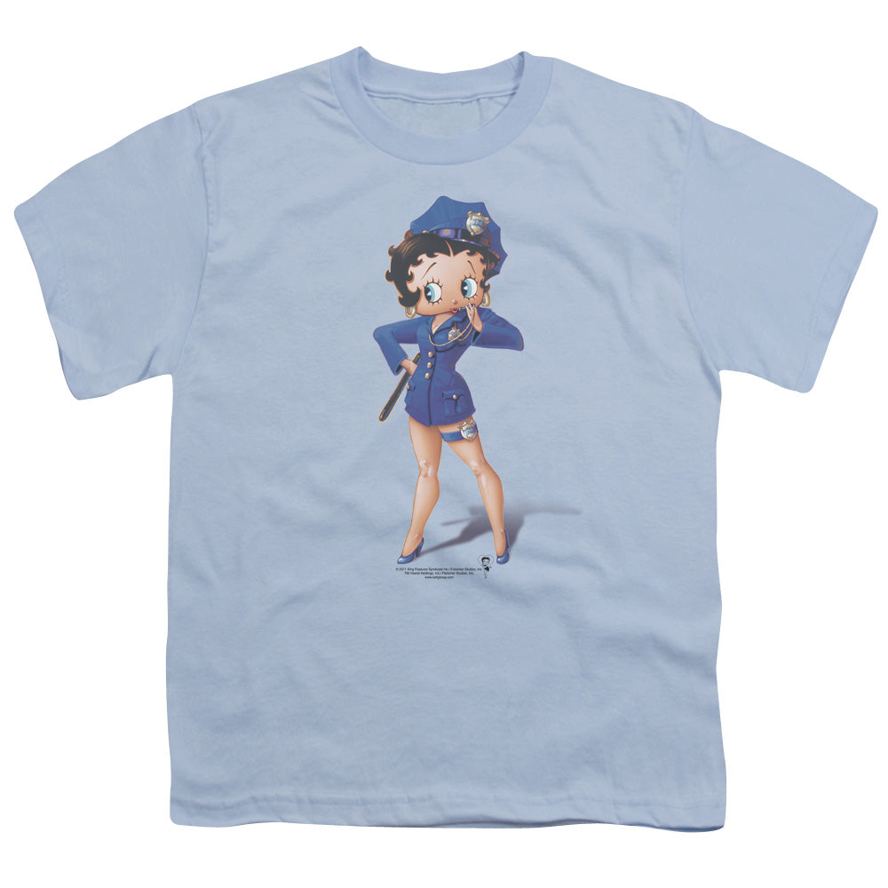 Betty Boop - Officer Boop - Short Sleeve Youth 18/1 - Light Blue T-shirt