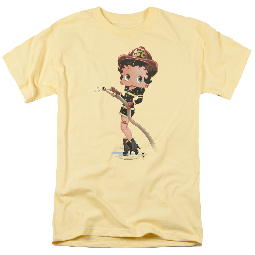 Betty Boop - Firefighter - Short Sleeve Adult 18/1 - Banana T-shirt