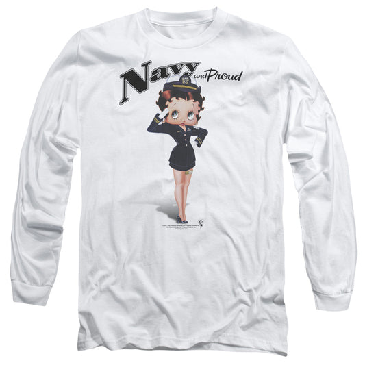 Betty Boop - Navy Boop - Long Sleeve Adult 18/1 - White T-shirt