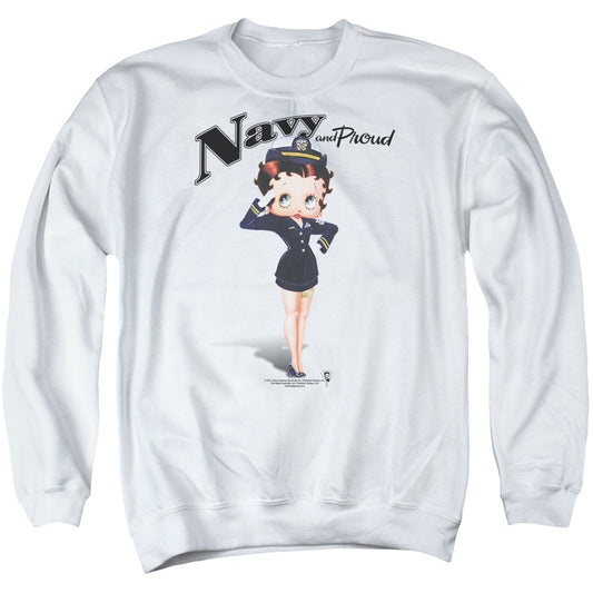 Betty Boop - Navy Boop - Adult Crewneck Sweatshirt - White