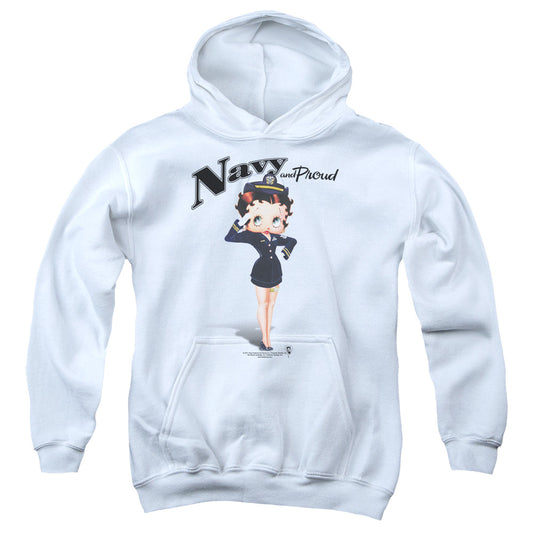 Betty Boop - Navy Boop - Youth Pull-over Hoodie - White