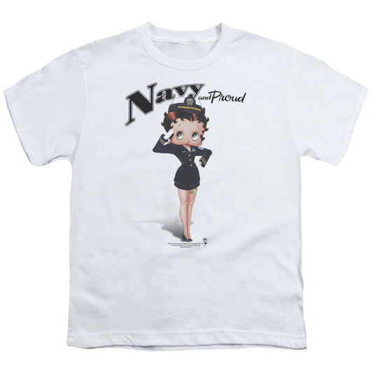Betty Boop - Navy Boop - Short Sleeve Youth 18/1 - White T-shirt