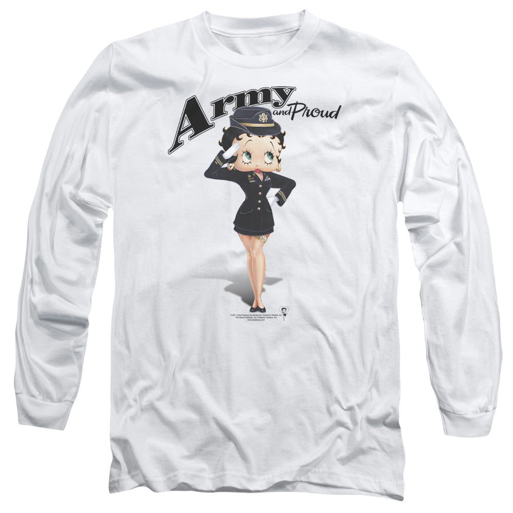 Betty Boop - Army Boop - Long Sleeve Adult 18/1 - White T-shirt