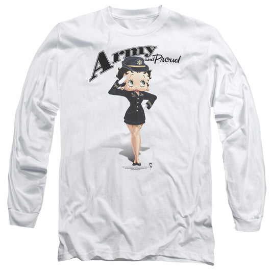 Betty Boop - Army Boop - Long Sleeve Adult 18/1 - White T-shirt