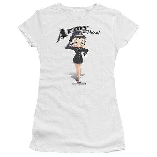 Betty Boop - Army Boop - Short Sleeve Junior Sheer - White T-shirt