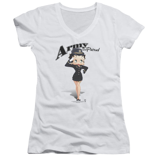Betty Boop Army Boop - Junior V-neck - White