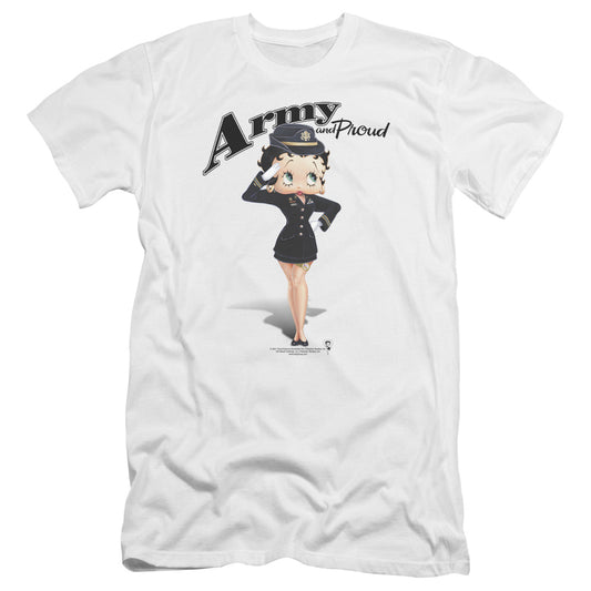 Betty Boop - Army Boop-premuim Canvas Adult Slim Fit 30/1 - White