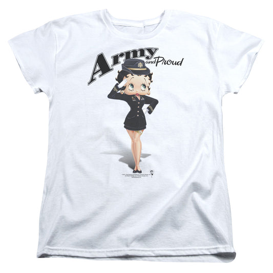 Betty Boop - Army Boop - Short Sleeve Womens Tee - White T-shirt