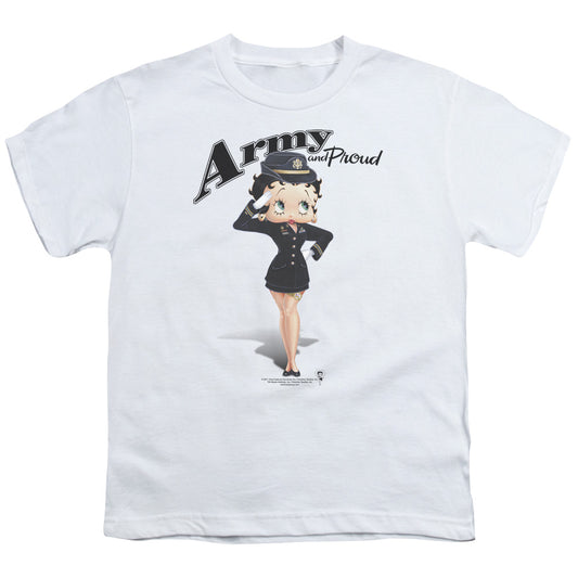 Betty Boop - Army Boop - Short Sleeve Youth 18/1 - White T-shirt