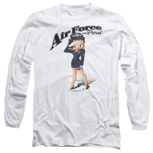Betty Boop - Air Force Boop - Long Sleeve Adult 18/1 - White T-shirt