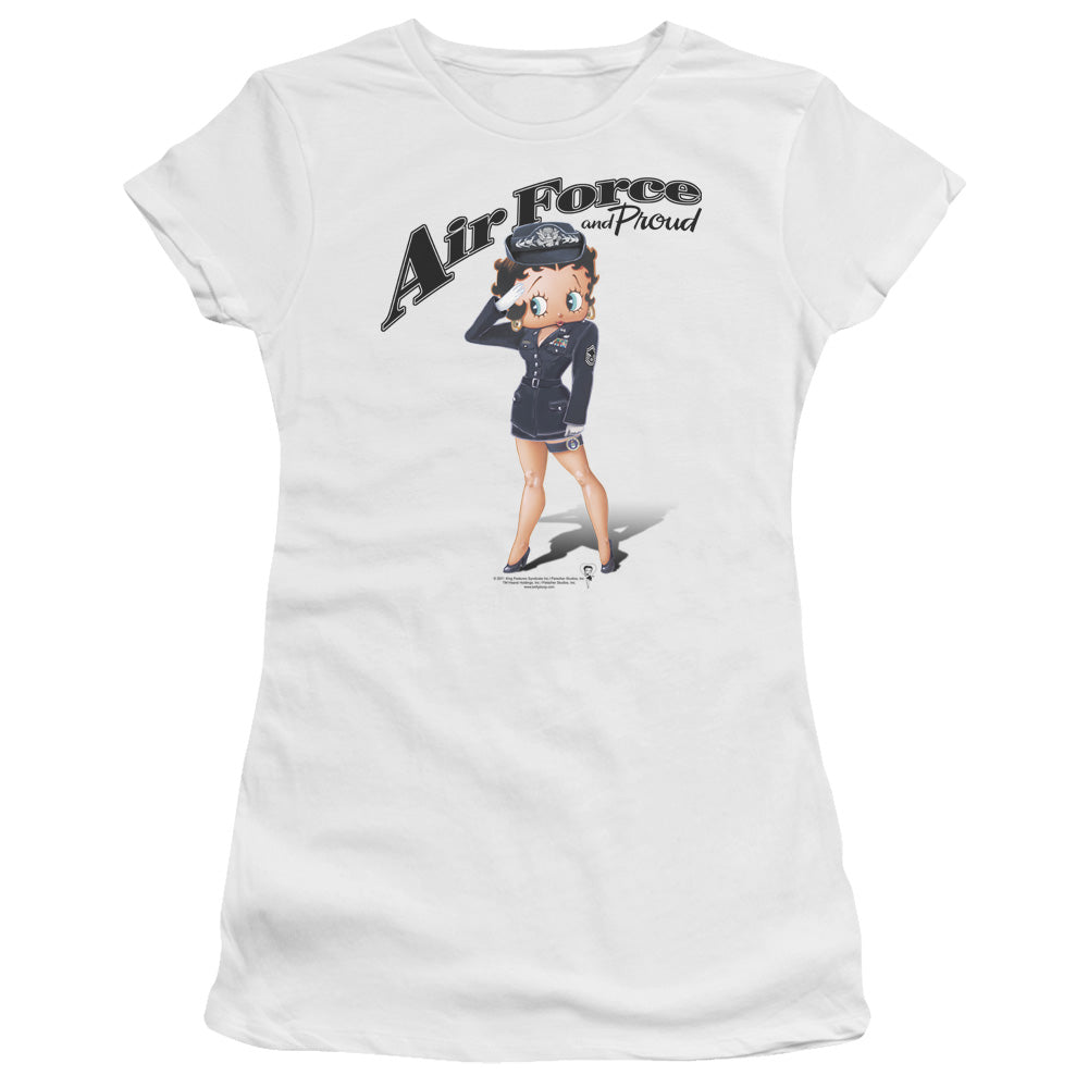 Betty Boop - Air Force Boop - Short Sleeve Junior Sheer - White T-shirt