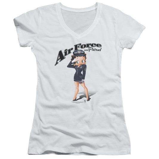 Betty Boop Air Force Boop - Junior V-neck - White