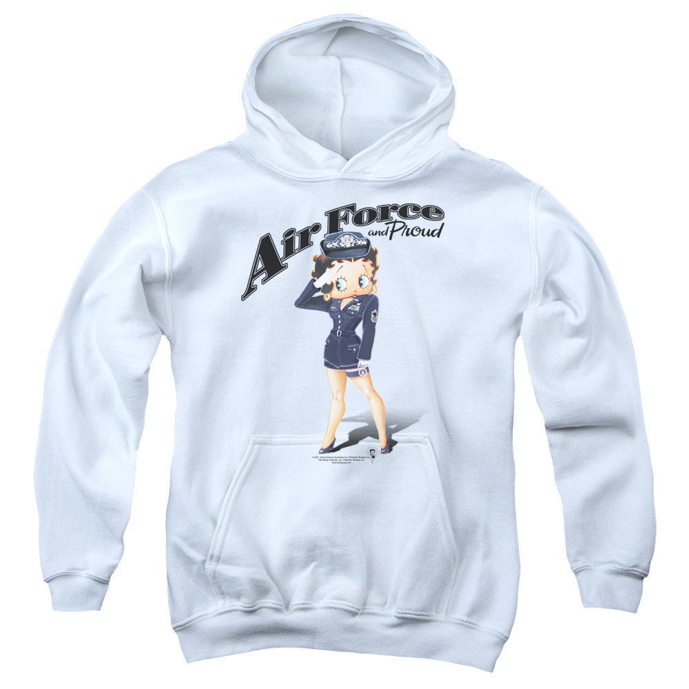 Betty Boop - Air Force Boop - Youth Pull-over Hoodie - White