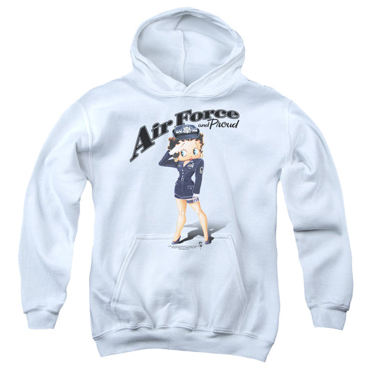 Betty Boop - Air Force Boop - Youth Pull-over Hoodie - White