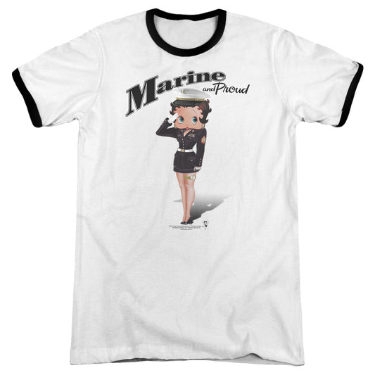 Betty Boop - Marine Boop - Adult Ringer - White/black