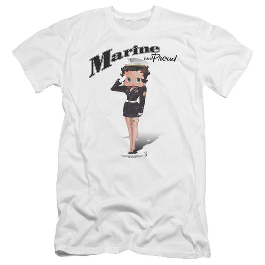 Betty Boop - Marine Boop-premuim Canvas Adult Slim Fit 30/1 - White