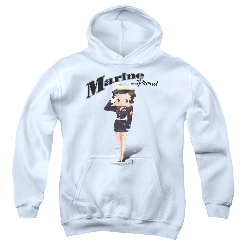 Betty Boop - Marine Boop - Youth Pull-over Hoodie - White